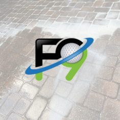 power washing brick surface with a F9 logo