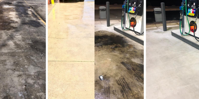 a collage of before and after pictures of pavement