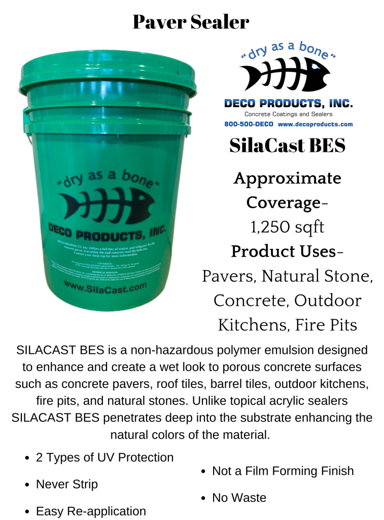 SilaCast BES - Wet look concrete coating sealer for pavers, roof tiles, outdoor kitchens, and fire pits | Deco Products, Inc. | Product Image