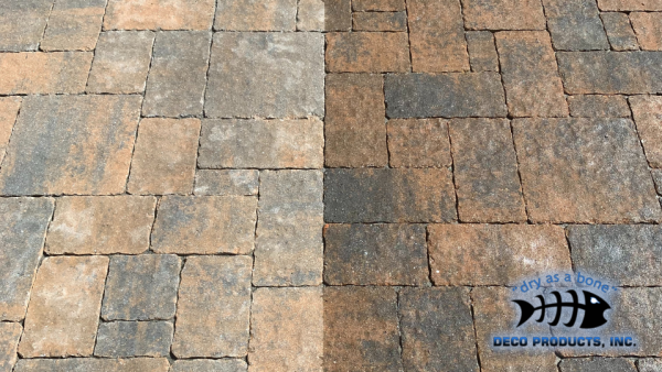 A before and after image of the difference of pavement sealing
