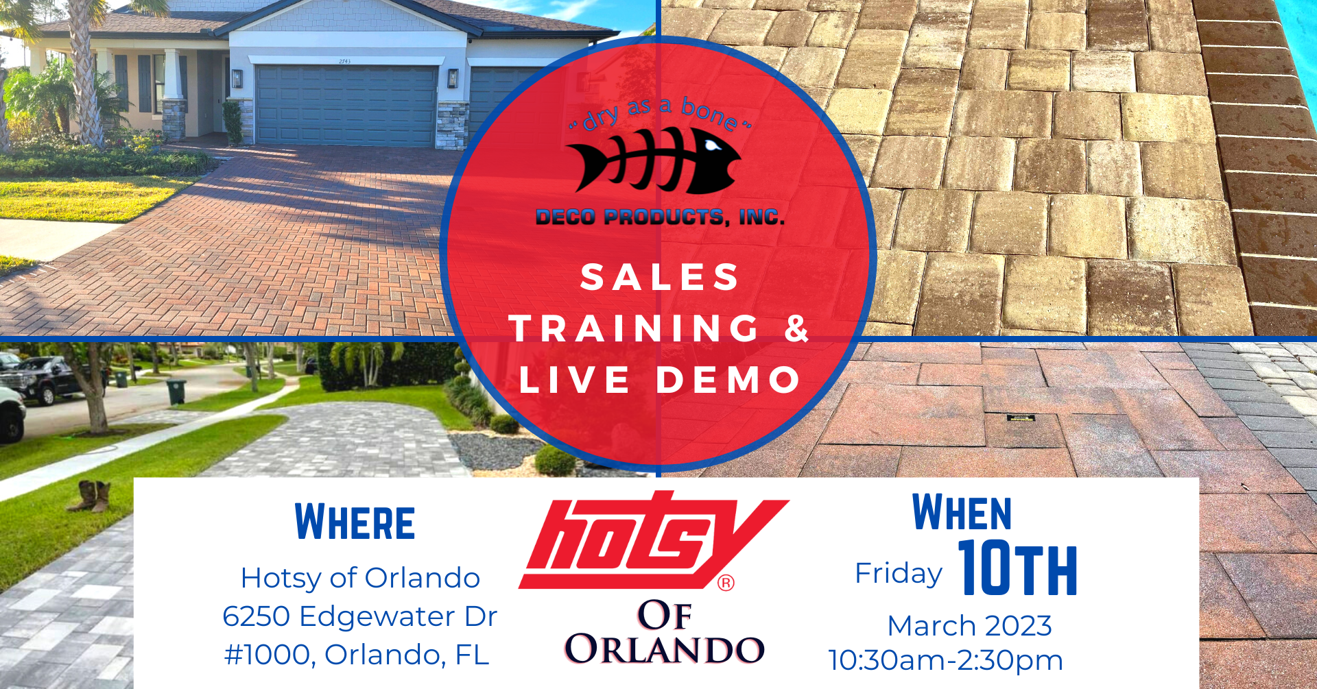 flyer promoting a sales training and live demo event in Orlando, FL