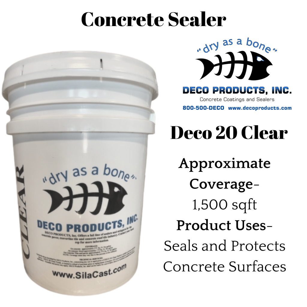 a flyer for "Deco 20 Clear" a concrete sealer