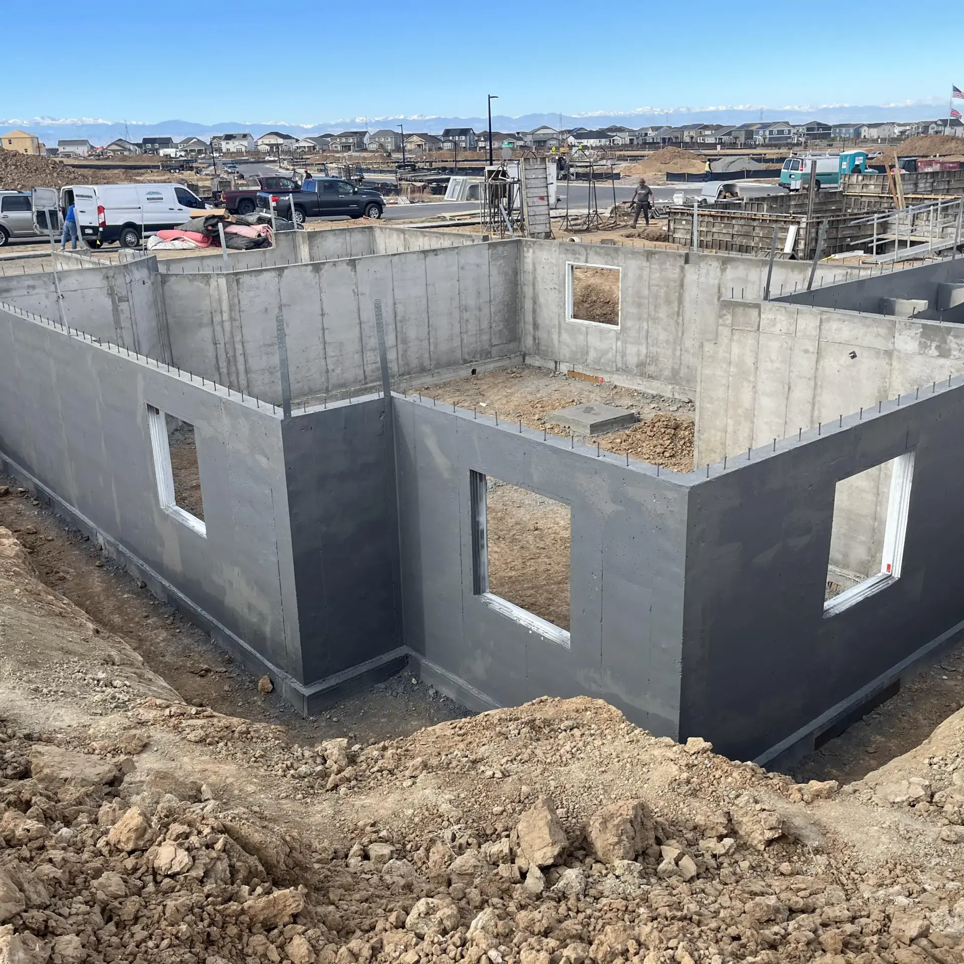 the foundation of a building under construction