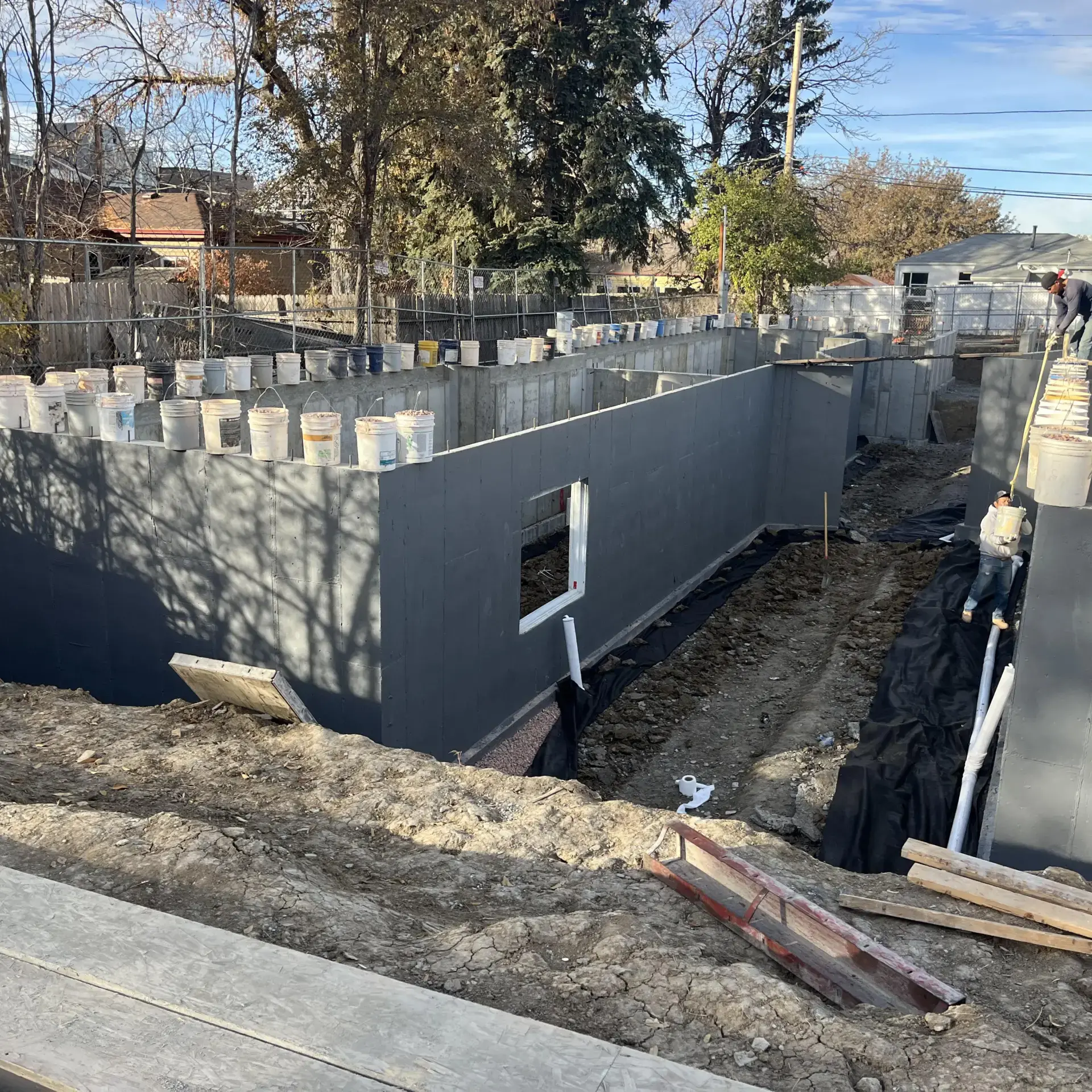 the foundation of a building being built