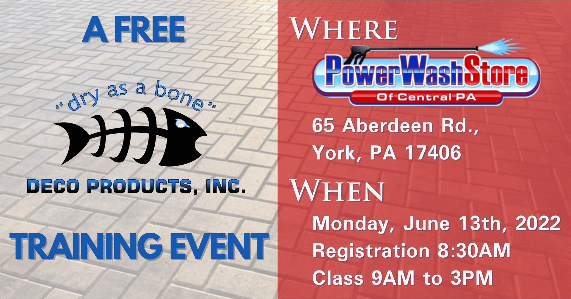 a flyer promoting a free training event for a power wash store